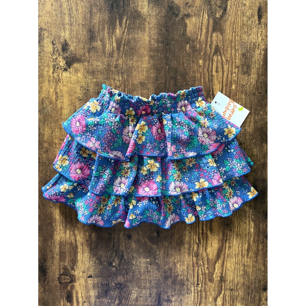 Jumping Beans Girls Blue Floral Tiered Ruffle Skirt Size 3T NWT